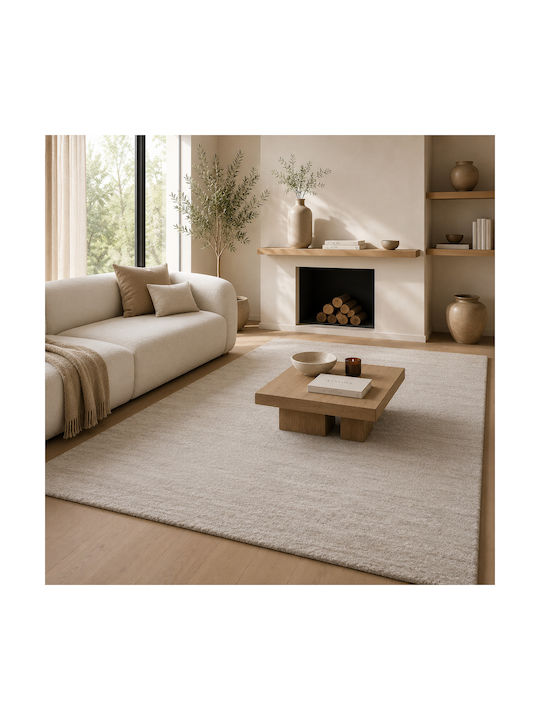 Zottelig Geometrisches Wohnzimmer Teppich Rechteckig Ecru 200x300cm