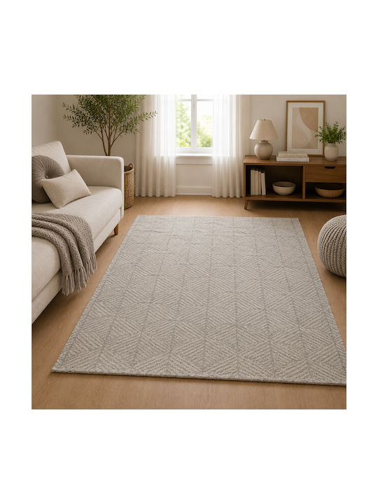 Shaggy Geometric Living Room Rug Rectangular L Grey Cream 200x300cm