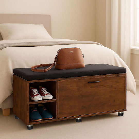 Hallway Furniture with Shoe Rack Wardrobe & Bench Brown/Black Colour 100x35.5x48.5cm