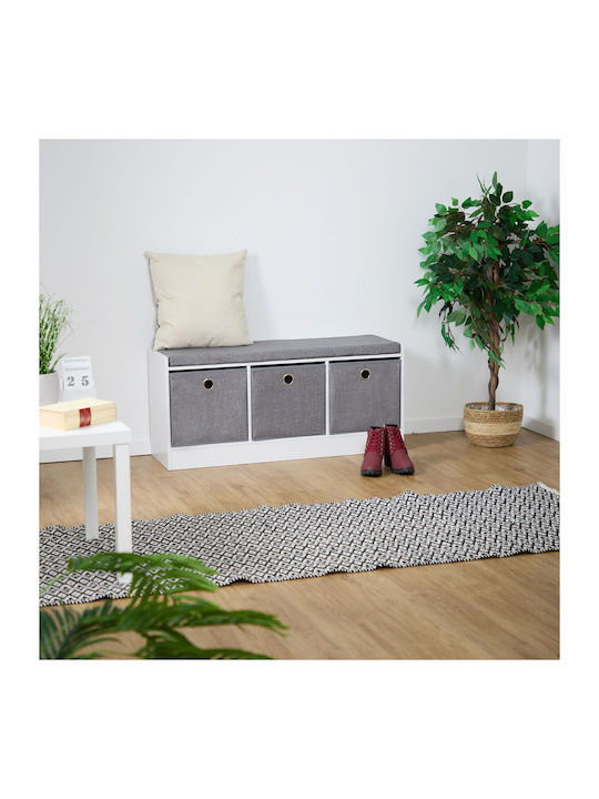 Mobilier Hol cu Bancă White/Gri 102x32x46 cm
