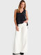 Women's Sleeveless Striped Black Blouse