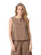 Damenbluse Baumwollarmes Braune