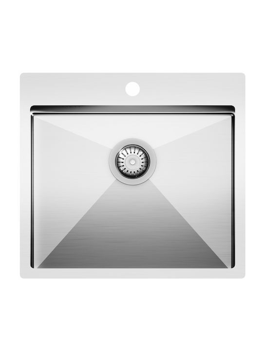 Helika Luna 100n Drop-In Kitchen Sink Inox Satin Finish L55xW50.5cm Silver