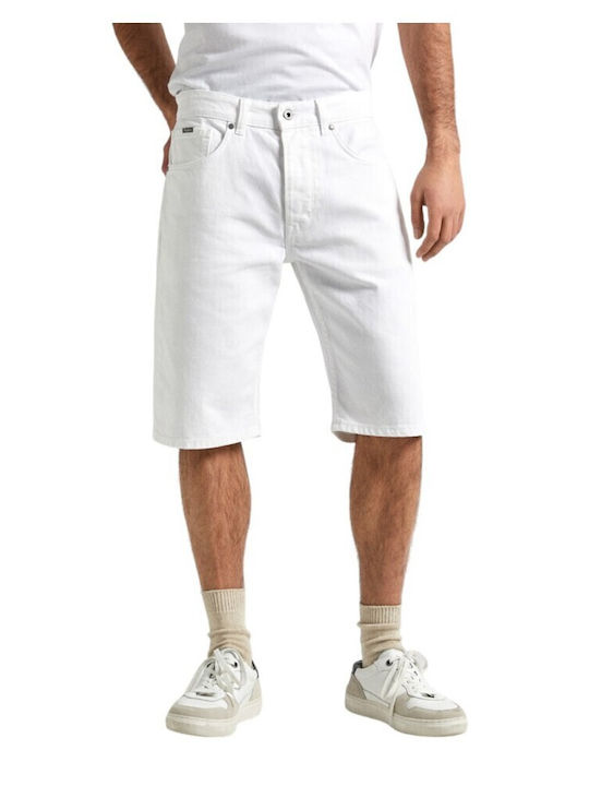 Pantaloni Scurți Bărbați Denim Alb