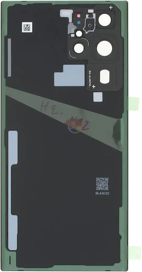 Samsung S908b Galaxy S22 Ultra Battery Door + Battery Door Adhesive + Back Camera Lens Bezel Phantom Black Oem
