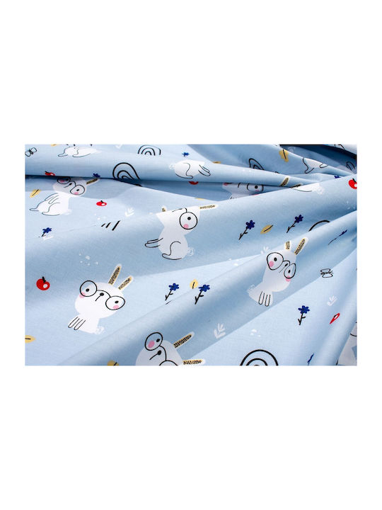 Dimcol Rabbit Garden 584 Seltedaki Cotton Light Blue 80x80cm