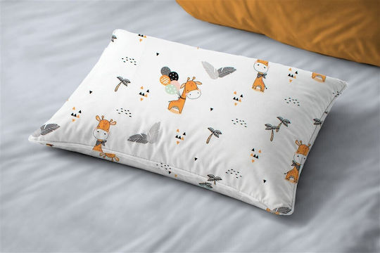 Dimcol Giraffe 599 Fată De Pernă Pentru Copii Din 100% Bumbac 50x70cm Alb-Portocaliu