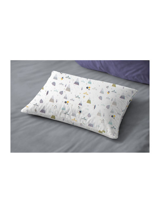Dimcol Whimsical Mountainside 588 Kids Pillowcase Made of 100% Cotton 50x70cm White-Grey