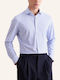Long Sleeve Shirt in Narrow Fit Striped Blue