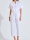 Women's Fabric Trousers with Rubber Band in Loose Fit White