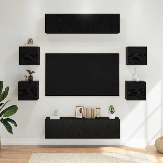 Living Room TV Unit Black Oak M120xW30xH30cm