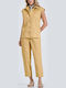 Damen Stoffhose mit Gummiband in Lose Passform Ocker 10-180335-0-Gelb-S