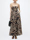 Summer Maxi Evening Dress Brown-Black