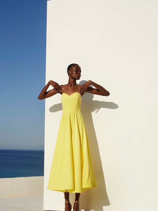 Stefanoudakis Καλοκαιρινό Midi Φόρεμα Yellow