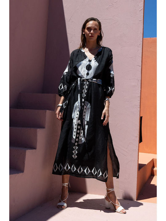 Summer Midi Dress Black Silver