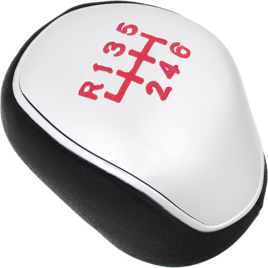 Ford Focus Ii Iii Gear Shift Knob Black Eco-leather + Silver + Red 6-speed Pattern