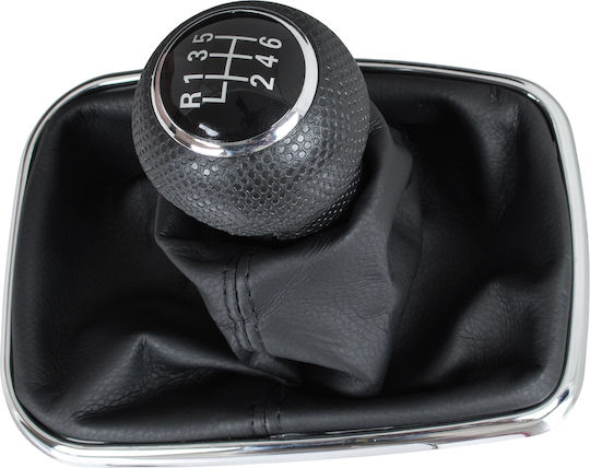 Vw Golf Iv 97-03 Schwarzer Schaltknopf + Gaiter Chromrahmen 6-Gang 23mm Loch