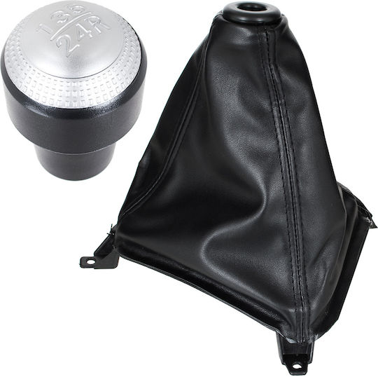 Hyundai Tucson I 04-10 Silver Gear Shift Knob + Black Gaiters Frame 5 Speeds
