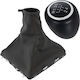 Opel Vectra C Fl 05-08 5-Gang Schwarzer Eco Leder Schaltknopf + Schaltknaufmanschette + Weißer Rahmen 2 Stück Set
