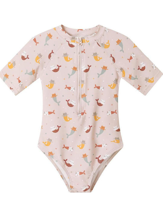 Tutete Sun Protection Kids Swimwear One-Piece With Long Sleeve Pink