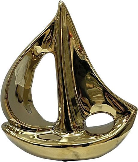 Marhome Keramik Dekoratives Schiff 15-26086 20x23cm Gold