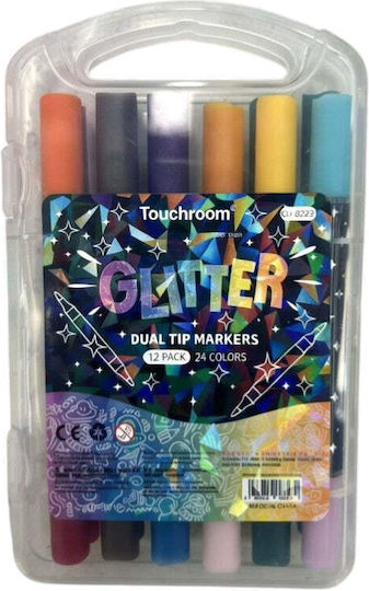 Μαρκαδόροι Ζωγραφικής με Διπλή Μύτη, με Glitter Σετ 12 χρώματα