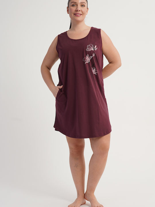 Vienetta Secret Summer Women's Burgundy Nightgown