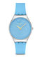 Swatch Γυναικείο Ρολόι Μπαταρίας με Μπλε Καουτσούκ Λουράκι