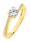 Single Stone Ring From 9K Gold With Zircon