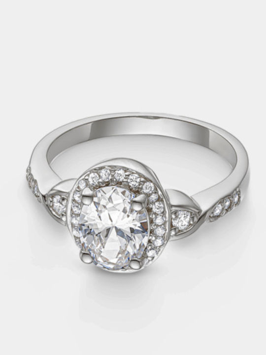 Vogue Single Stone Ring Made of Silver with Zircon