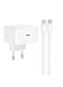Hoco Φορτιστής με Θύρα USB-C και Καλώδιο USB-C - USB-C 40W Power Delivery Λευκός (C161A)