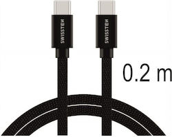 Swissten Плетен USB 2.0 Кабел USB-C Мъжки - USB-C 60W Черен 0.2м 71527208