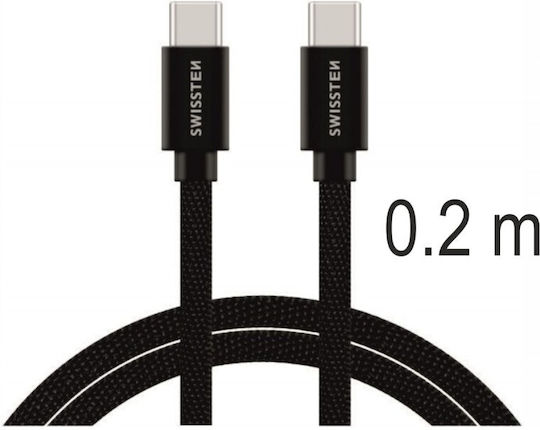 Swissten Cablu USB 2.0 Braided USB-C Masculin - USB-C 60W Negru 0.2m 71527208
