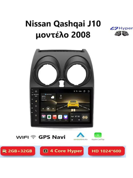 Sistem Audio Auto pentru Nissan Qashqai 2008 (Bluetooth/USB/WiFi/GPS/Apple CarPlay/Android Auto) cu Ecran Tactil 9"
