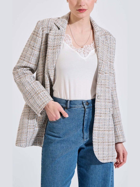 Bill Cost Sacou Dama Lung Din Tweed Bej