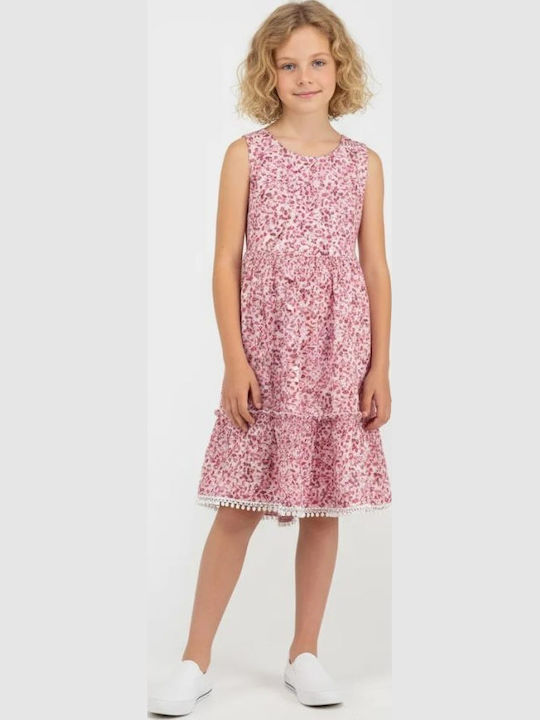 Joyce Girls Sleeveless Floral Pink Dress