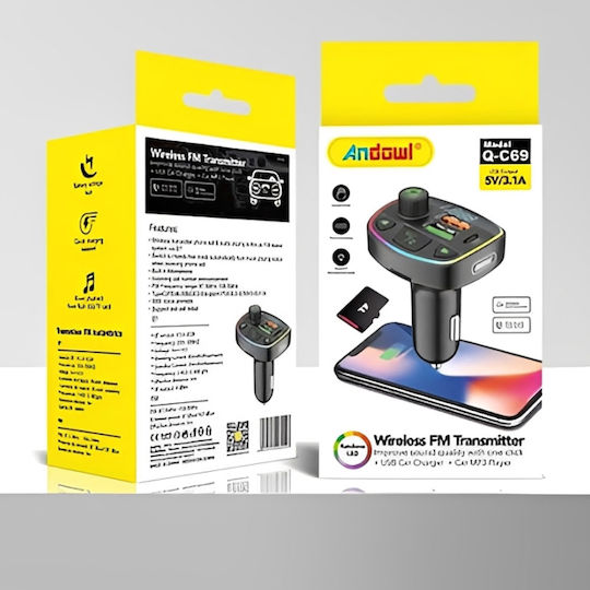 Andowl Transmițător FM Pentru Mașină Cu Bluetooth USB AUX