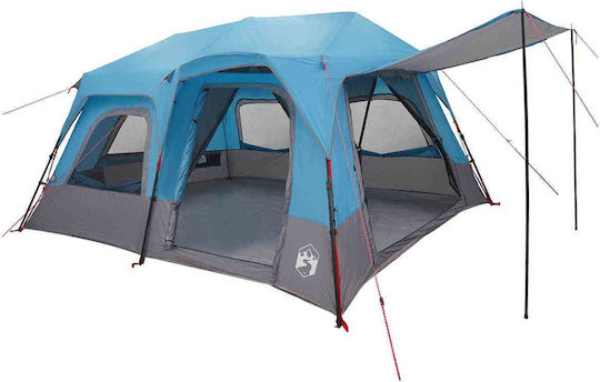 vidaXL 185t Camping Tent Pop Up Blue 4 Seasons for 8 People 380x305x183cm