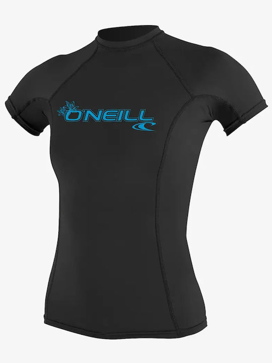 O'Neill Skins UPF 50+ Γυναικεία Κοντομάνικη Αντηλιακή Μπλούζα Μαύρη