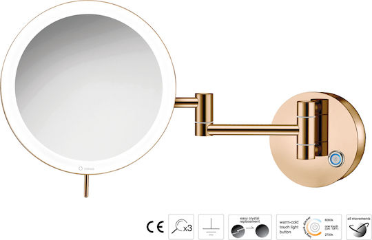 Sanco Vergrößerung Rund Badezimmerspiegel LED aus Metall 104x104cm Grau
