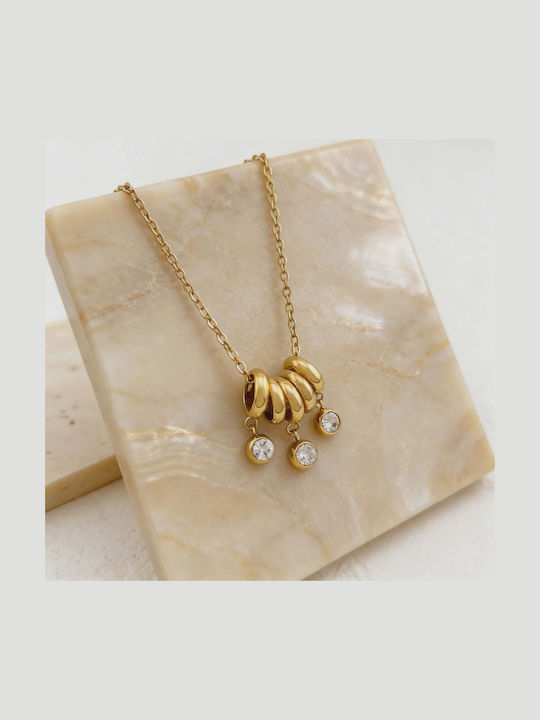 Gold Necklace With Hanging Zircons