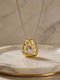 Gold Textured Pendant Necklace With Teardrop Zircon