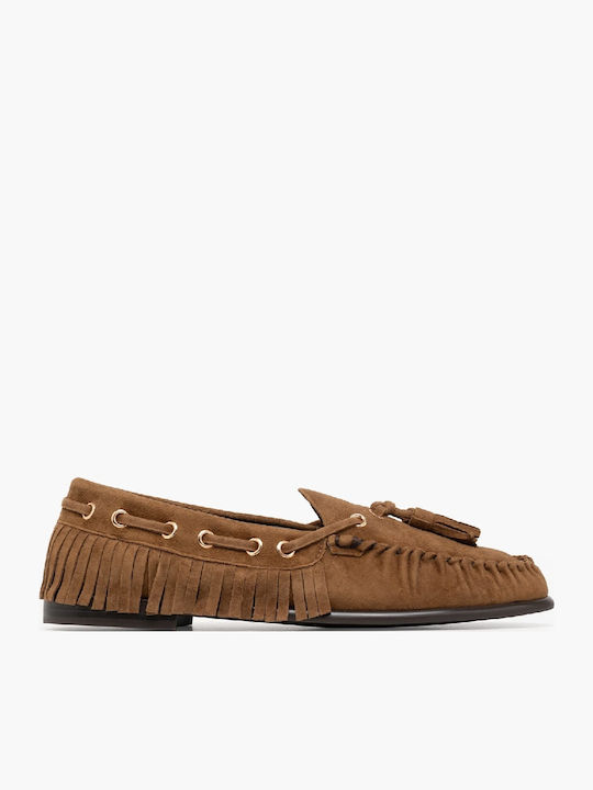 Leather Women's Loafers In Brown Colour