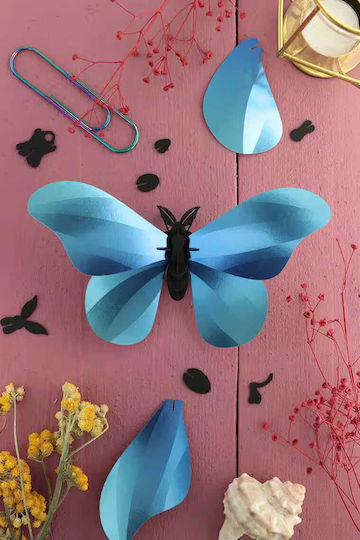 Assembli 3d Paper Giant Silk Butterfly Azure Blue Metallic 10 X 18 X 5,5 Cm