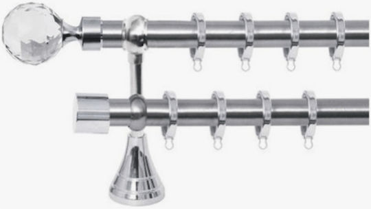 Import Hellas Metallic Double Curtain Pole by Rail Ø25mm 200cm Nickel Matt N9-203