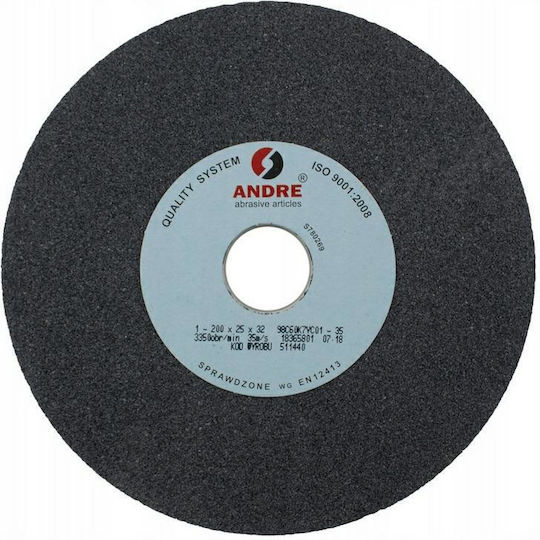 Andre Flat Grinding Wheel 200mm X 25mm X 32mm 98c60k7vc01-35 Black "type 1"