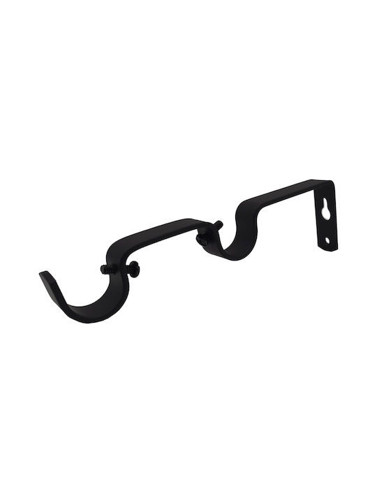Central Home Wall Curtain Rail Base Metallic Black 2 Pieces