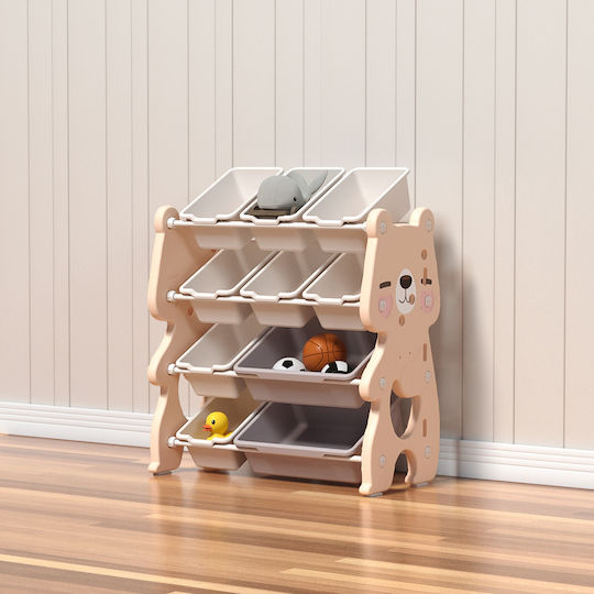 Homeone Sistem Depozitare Jucării din Plastic Ursuleț Drăguț Roz 66x36x86cm