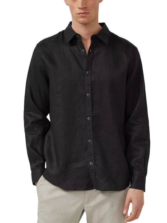 Long Sleeve Linen Shirt Black
