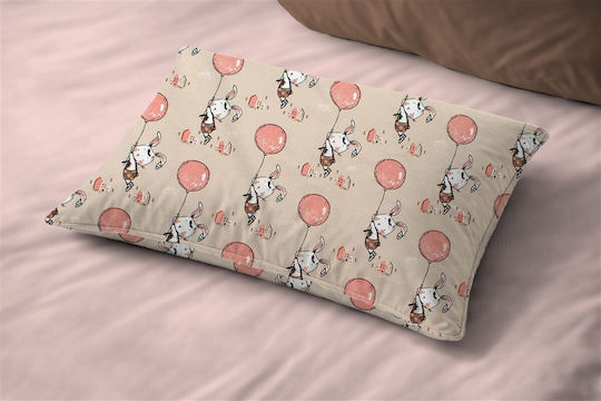 Dimcol Floating Bunny 714 Детски Калъф За Възглавница От 100% Памук Бежово-Сьомга 45x35см